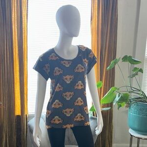 Disney Black Scoop Neck Tee with Orange Character Print
